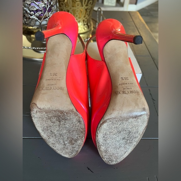 Jimmy Choo Vibrant Pink Slingback Heels Size 36.5 - Picture 4 of 9